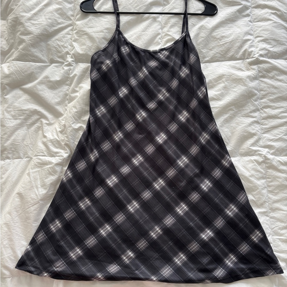 Plaid Black and Gray Women's slip dress